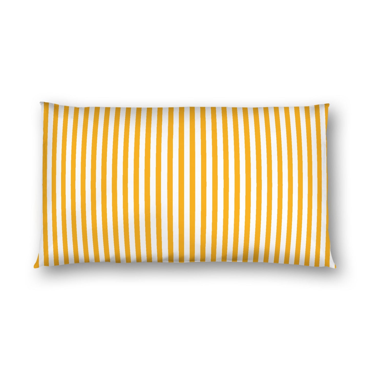 Off-White Cotton Sateen Sham, Thin Yellow-Orange Bars on Front, White Reverse Side, King - 20 x 36 inches