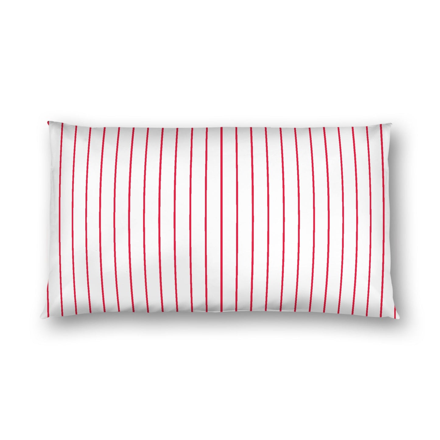 Off-White Cotton Sateen Sham, Red Stripes on Front, White Reverse Side, King - 20 x 36 inches