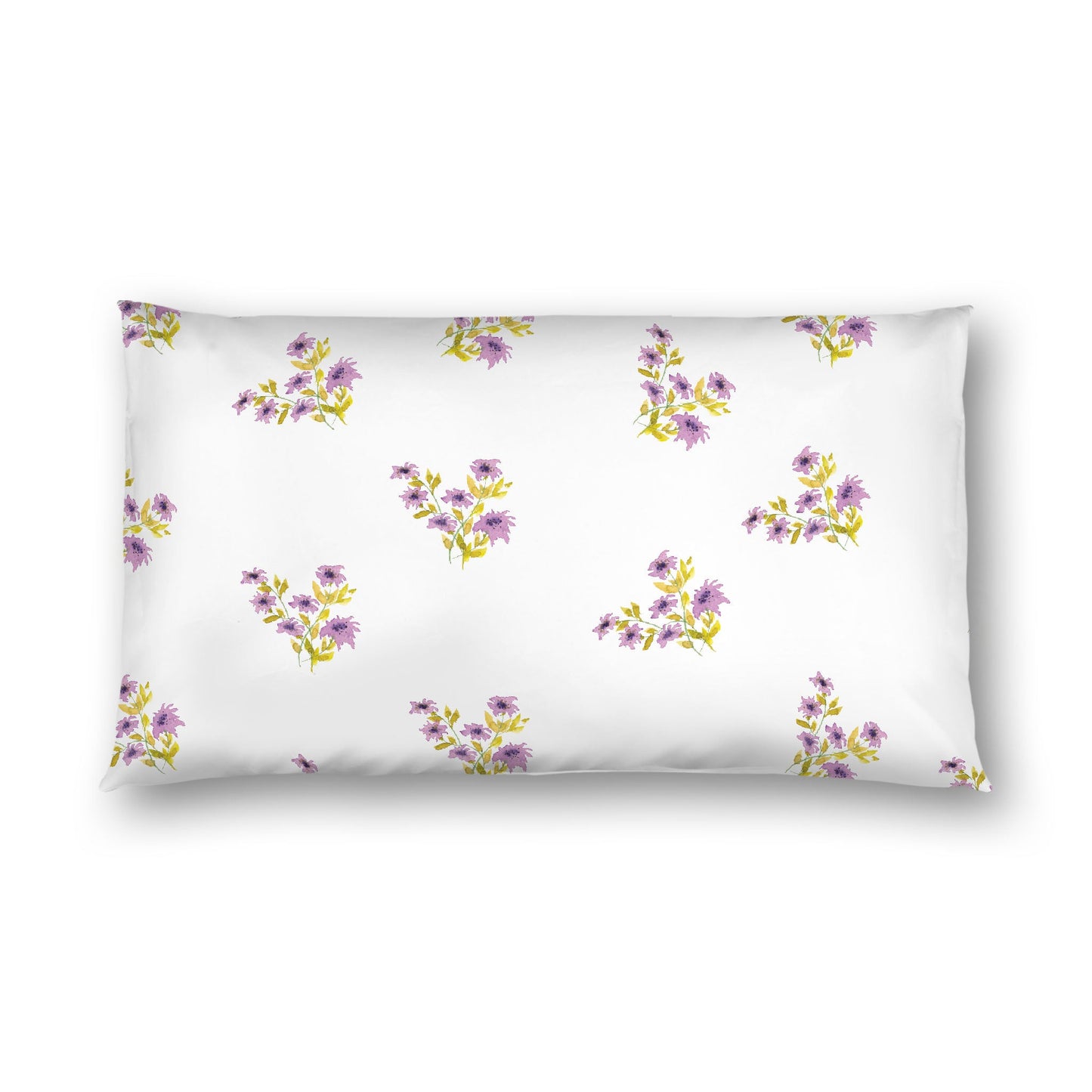 Off-White Cotton Sateen Pillow Sham, Medium Mauve Floral Pattern, King - 20 x 36 inches