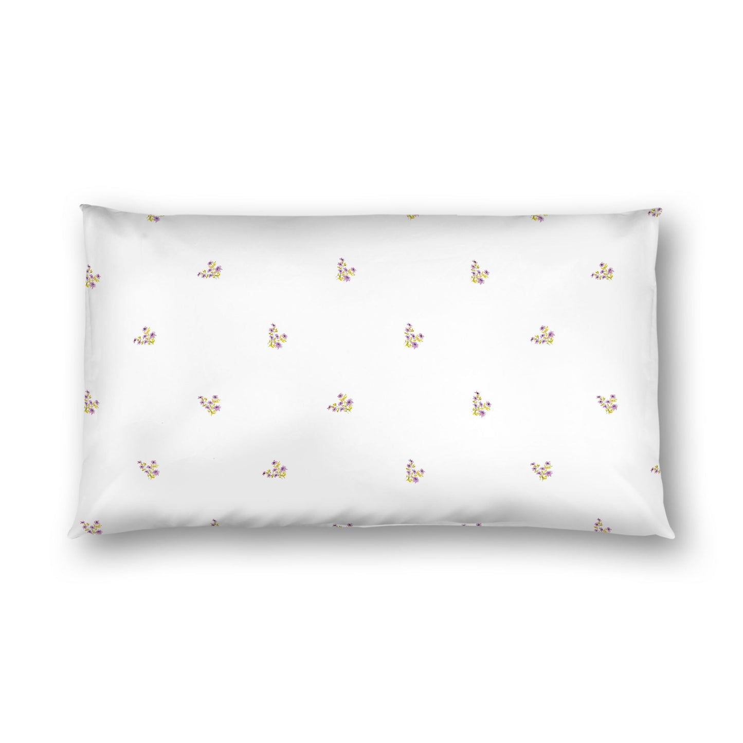 Off-White Cotton Sateen Pillow Sham, Small Mauve Floral Pattern, King - 20 x 36 inches