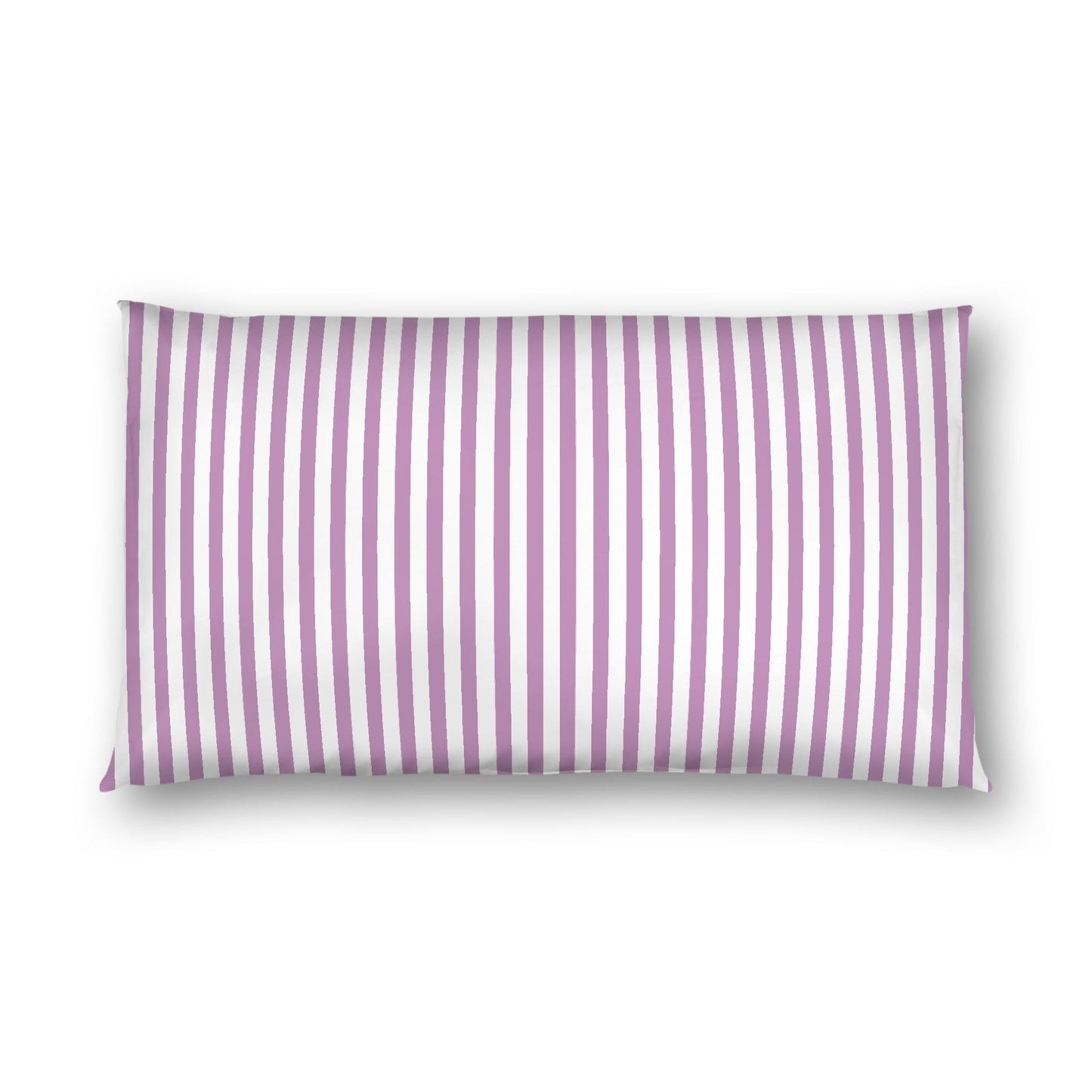 Off-White Cotton Sateen Sham, Thin Mauve Bars on Front, White Reverse Side, King - 20 x 36 inches