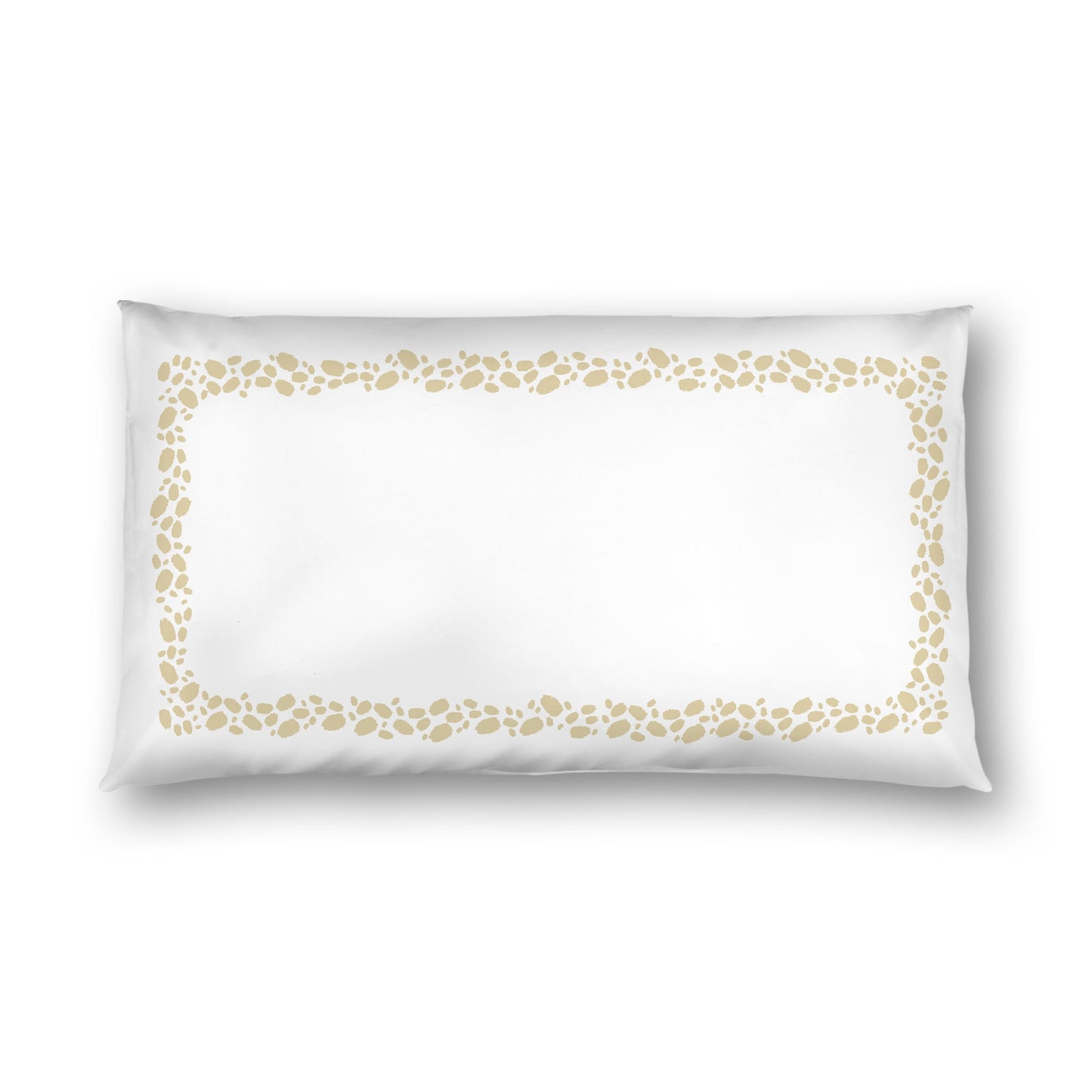 Off-white Cotton Sateen Pillow Sham, Desert Sand Hand-painted Dab Motif Print, Classic Border, White Reverse Side, King - 20 x 36 inches