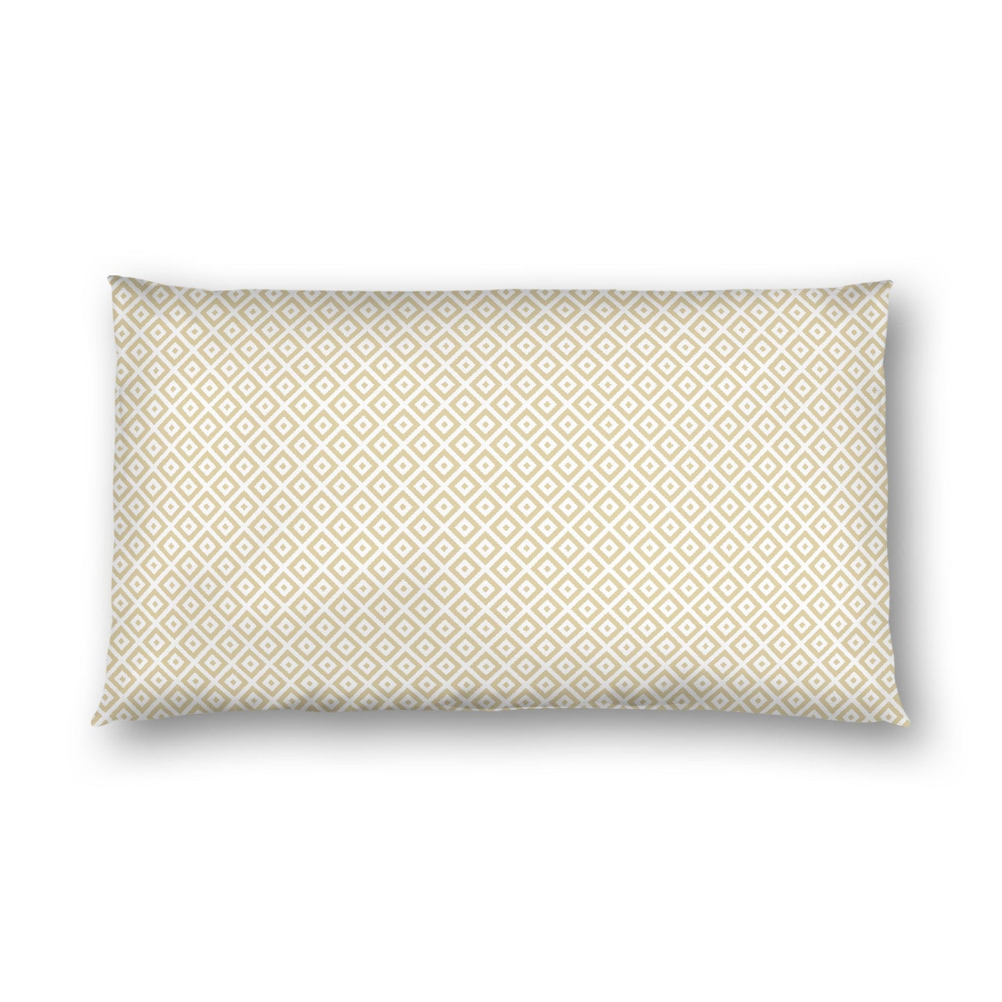 Off-white Cotton Sateen Pillow Sham, Desert Sand Repeating Square Motif Print, Off-white Revese Side, King - 20 x 36 inches