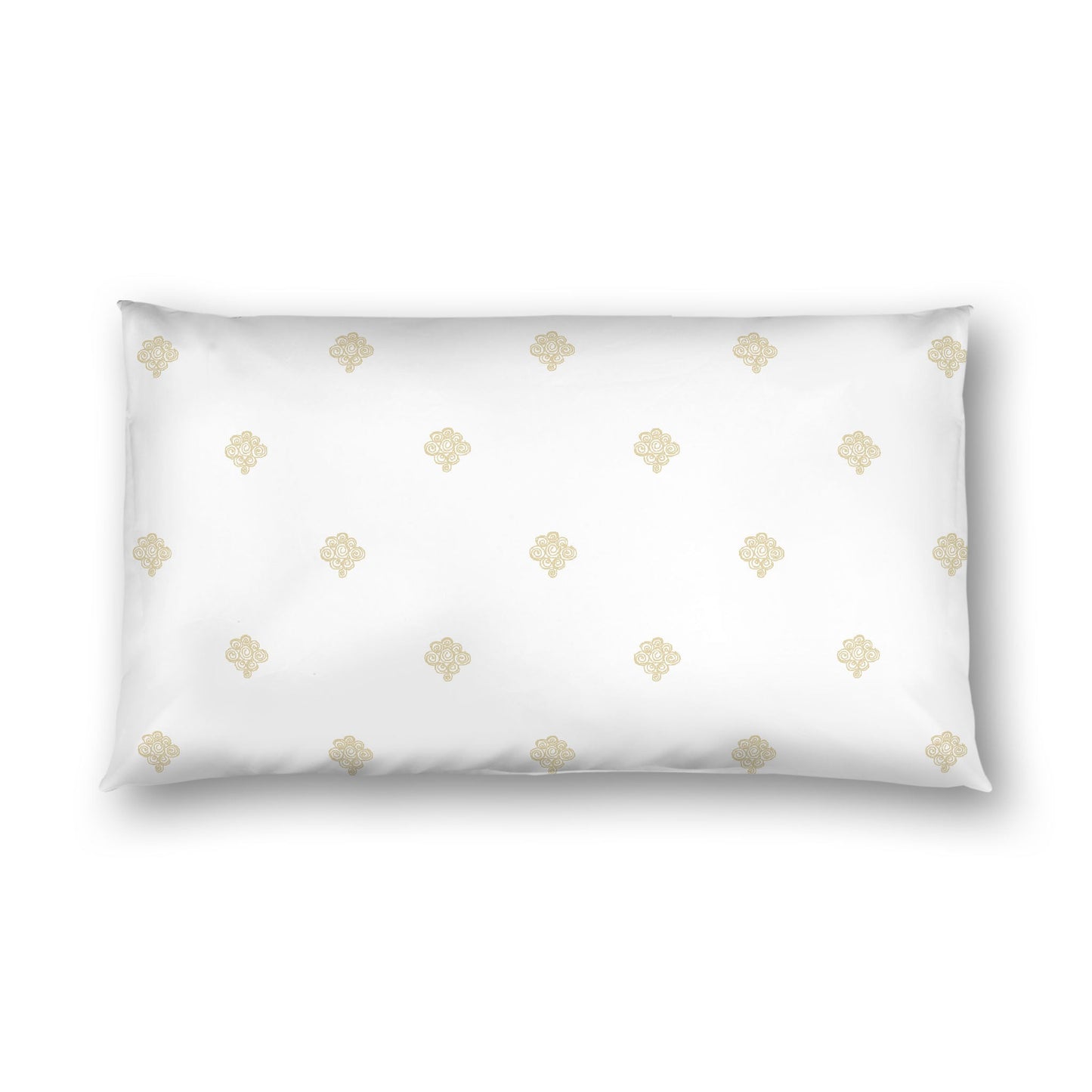 Off-white Cotton Sateen Pillow Sham, Desert Sand Hand-painted Swizzle Motif Print, White Reverse Side, King - 20 x 36 inches