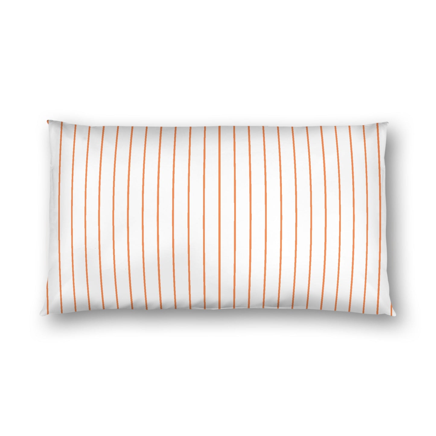 Off-White Cotton Sateen Sham, Pale Orange Stripes on Front, White Reverse Side, King - 20 x 36 inches