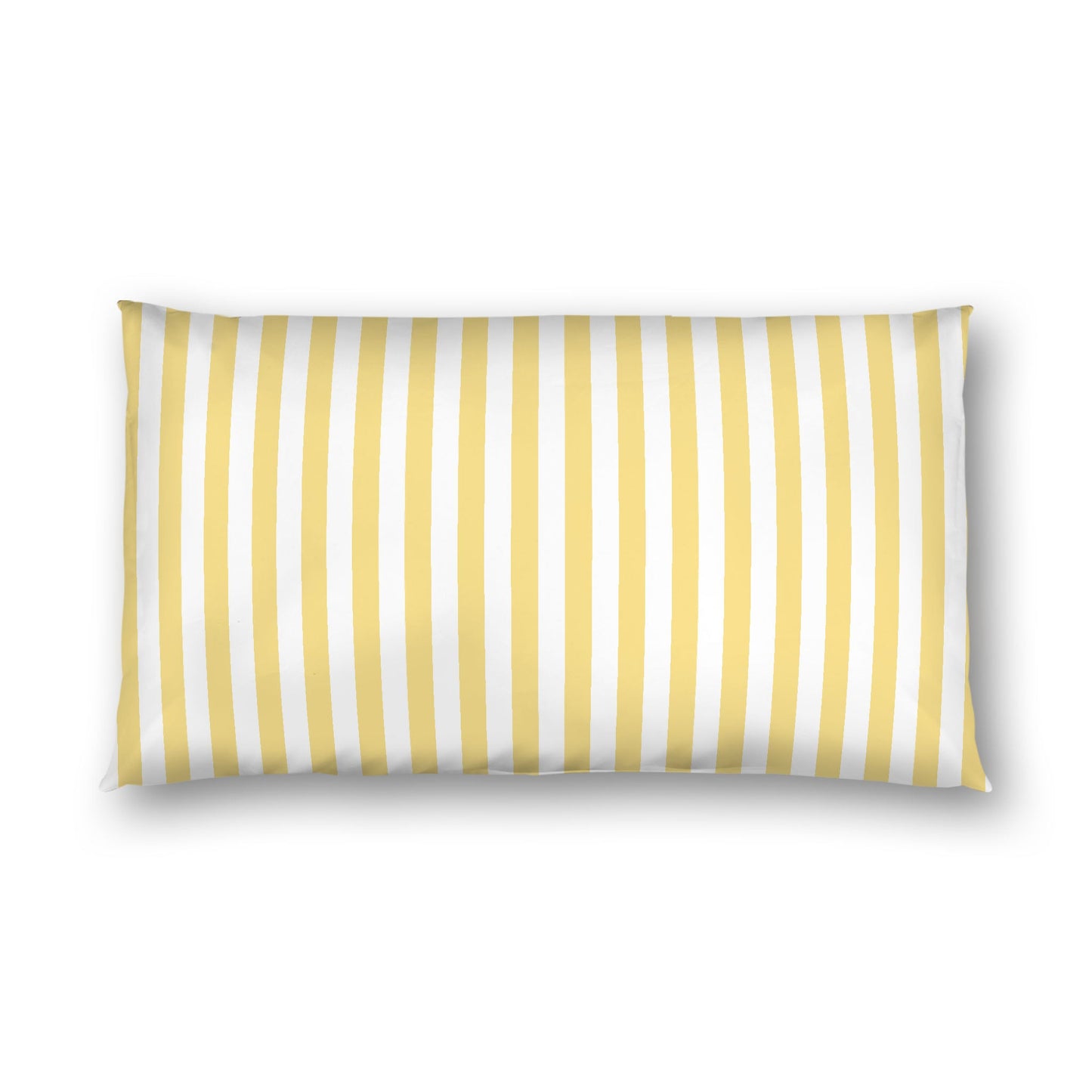 Off-white Cotton Sateen Sham, Yellow Bars on Front, White Reverse Side, King - 20 x 36 inches