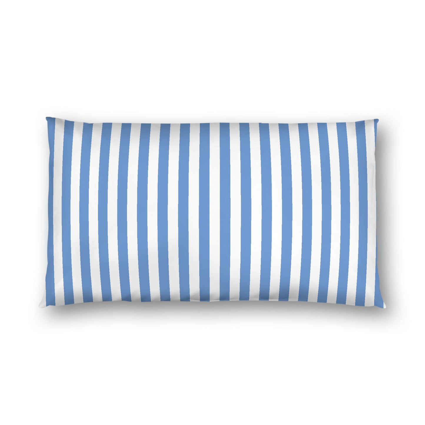 Off-White Cotton Sateen Sham, Blue Bars on Front, King - 20 x 36 inches