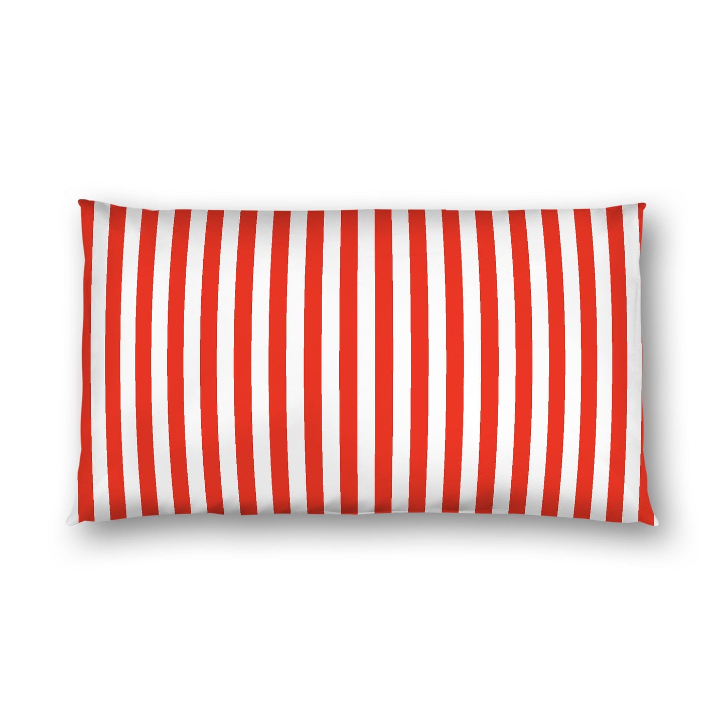 Off-White Cotton Sateen Sham, Red Bars on Front, King - 20 x 36 inches