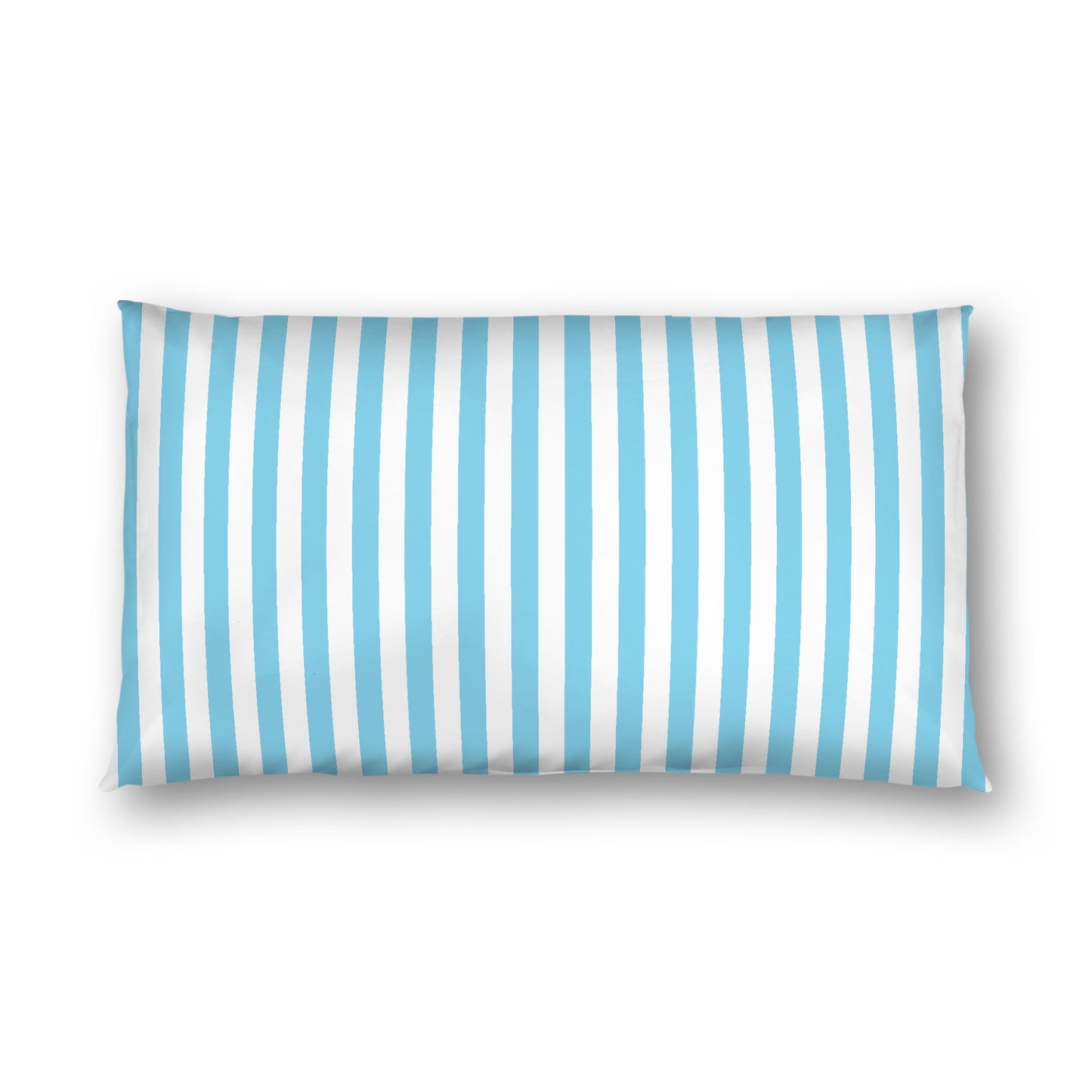 Off-White Cotton Sateen Sham, Blue Bars on Front, King - 20 x 36 inches