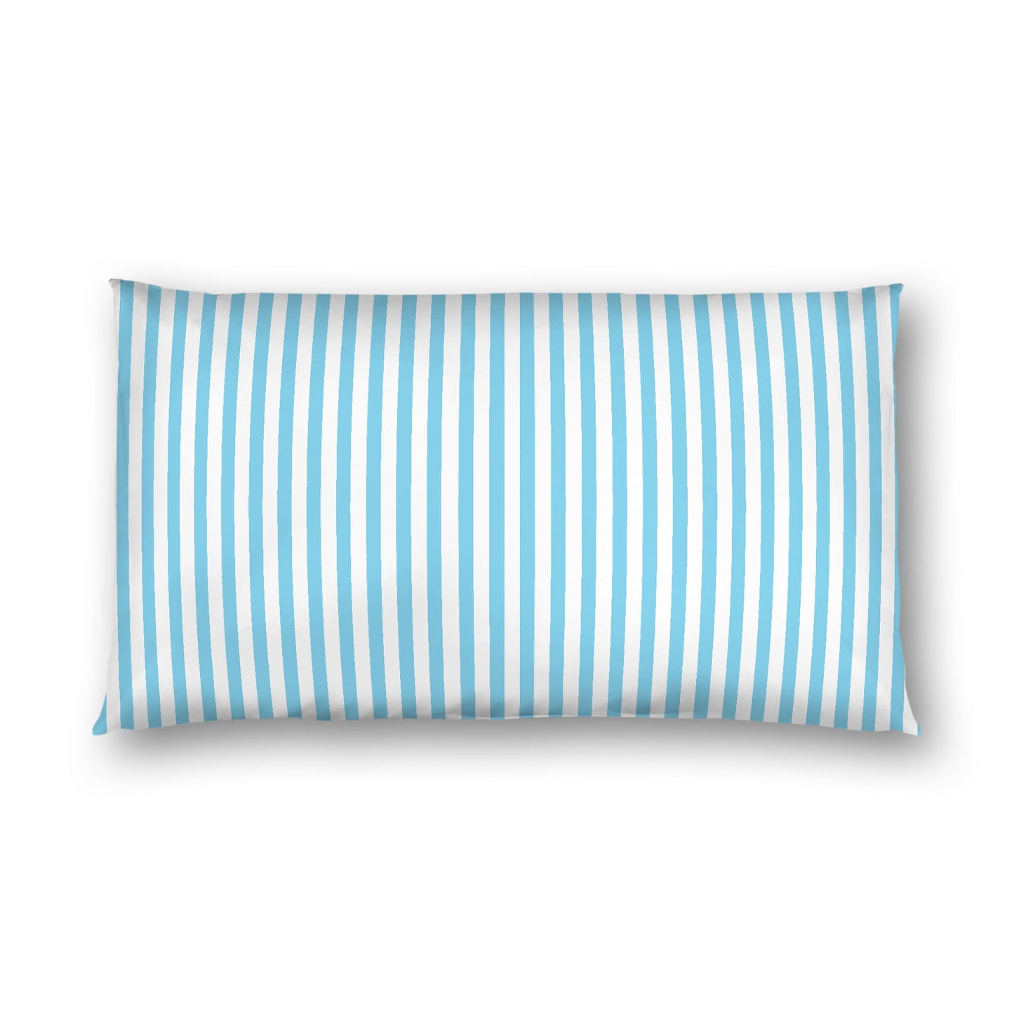 Off-White Cotton Sateen Sham, Thin Blue Bars on Front, White Reverse Side, King - 20 x 36 inches