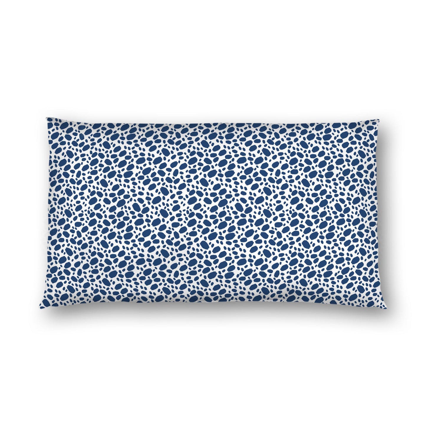Off-white Cotton Sateen Pillow Sham, Royal Blue Hand-painted Dab Motif Print, Off-white Revese Side | CSSH-1291-092, King - 51 x 91 cm / 20 x 36 inches