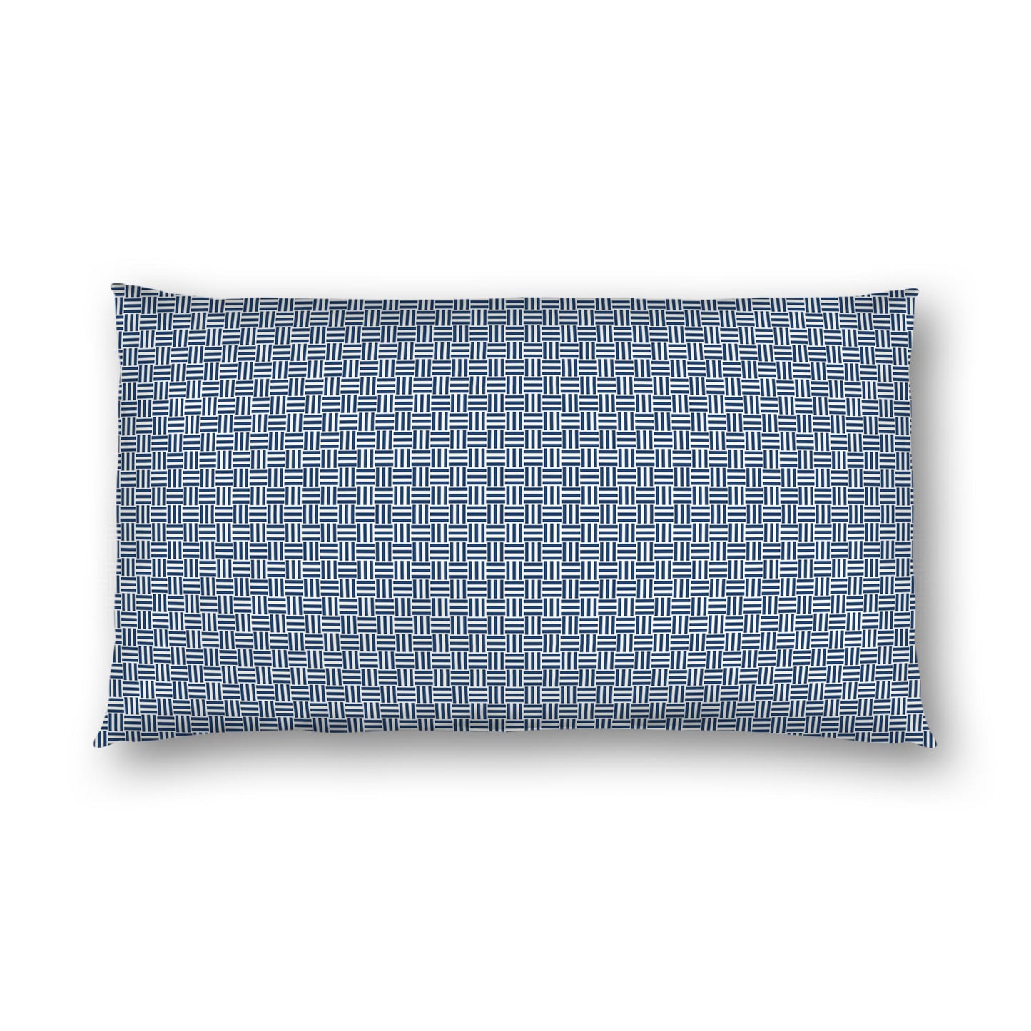 Pale Cream Cotton Sateen Pillow Sham, Royal Blue Double Weave Motif Print, White Reverse Side | CSSH-1293-144, King - 51 x 91 cm / 20 x 36 inches