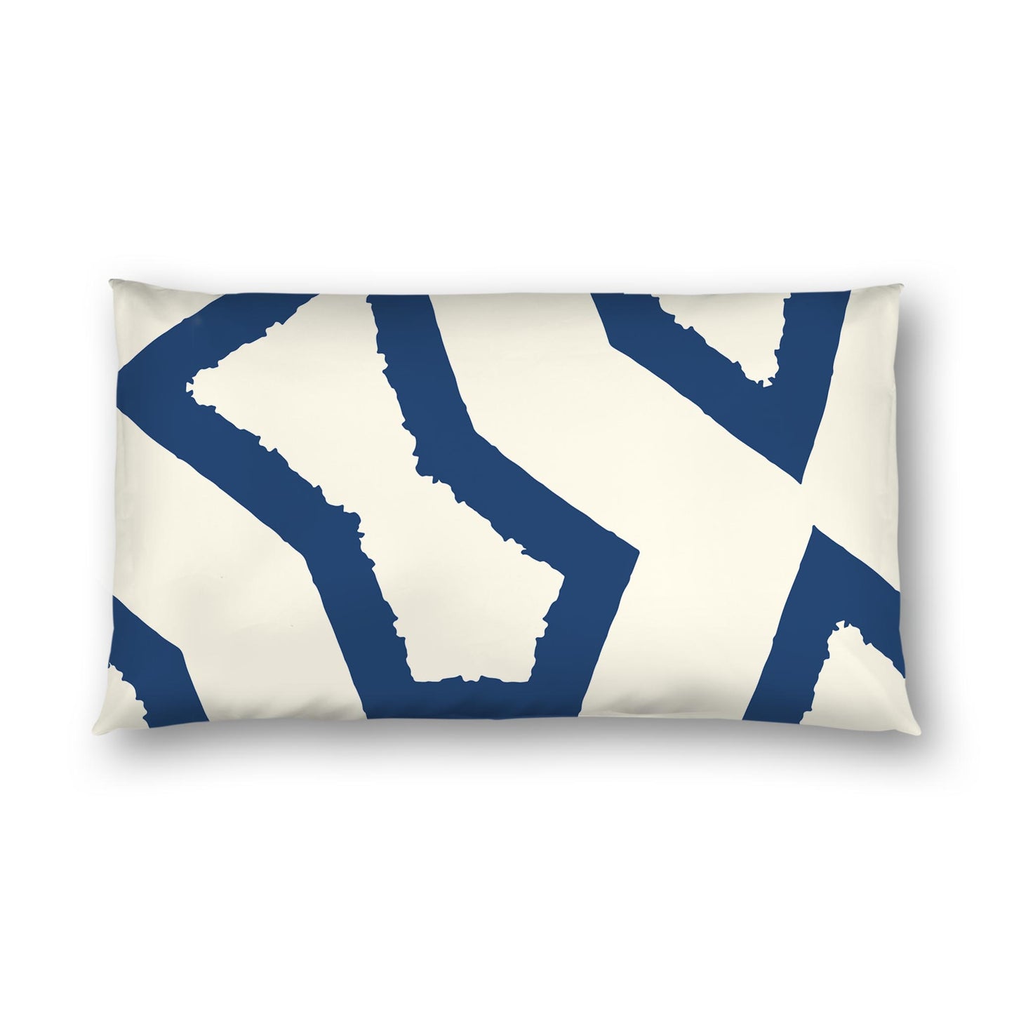 Pale Cream Cotton Sateen Sham, Bold Royal Blue Graphic on Front, White Reverse Side | CSSH-1293-391, King - 51 x 91 cm / 20 x 36 inches