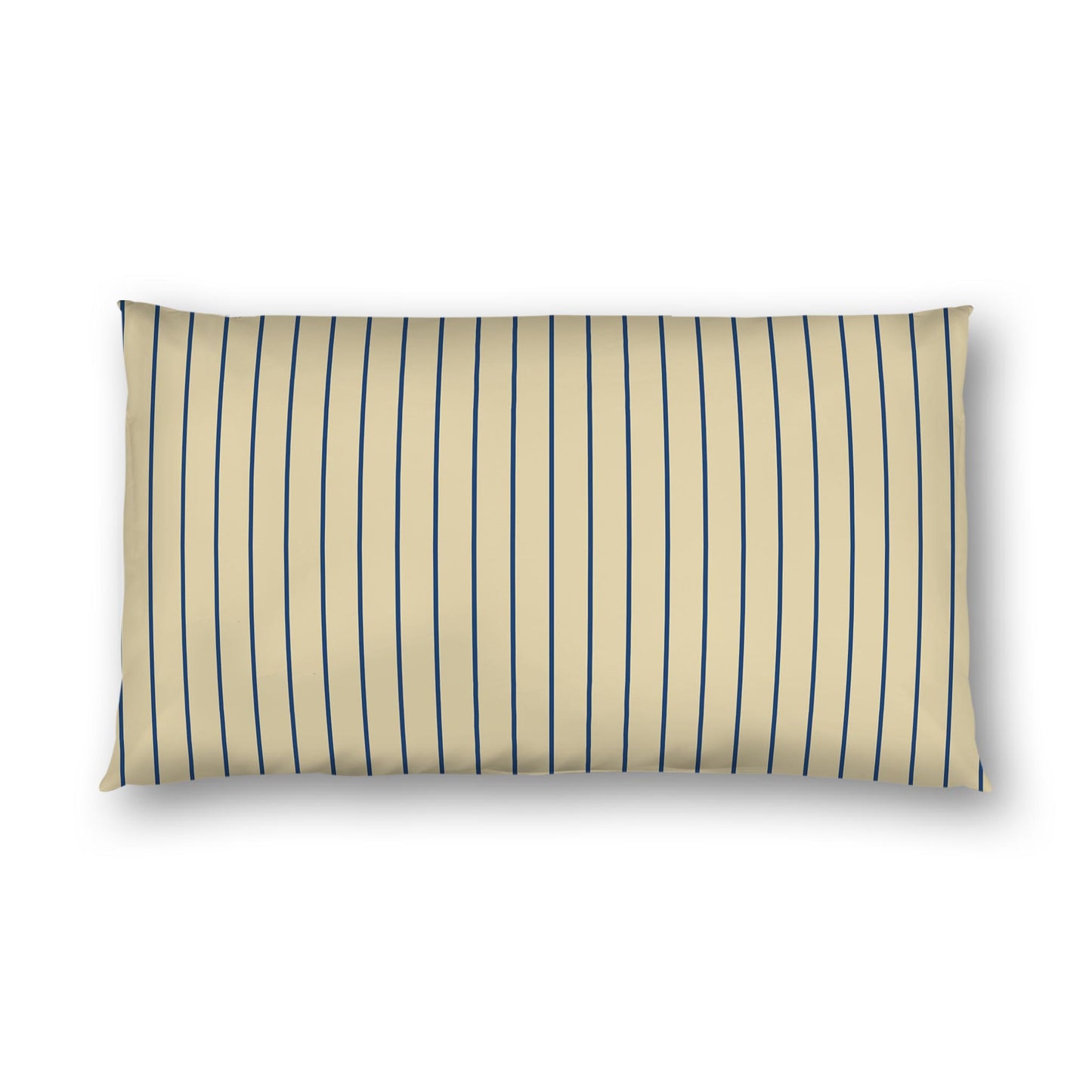 Tan Cotton Sateen Sham, Royal Blue Stripes on Front, White Reverse Side | CSSH-1294-151, King - 51 x 91 cm / 20 x 36 inches