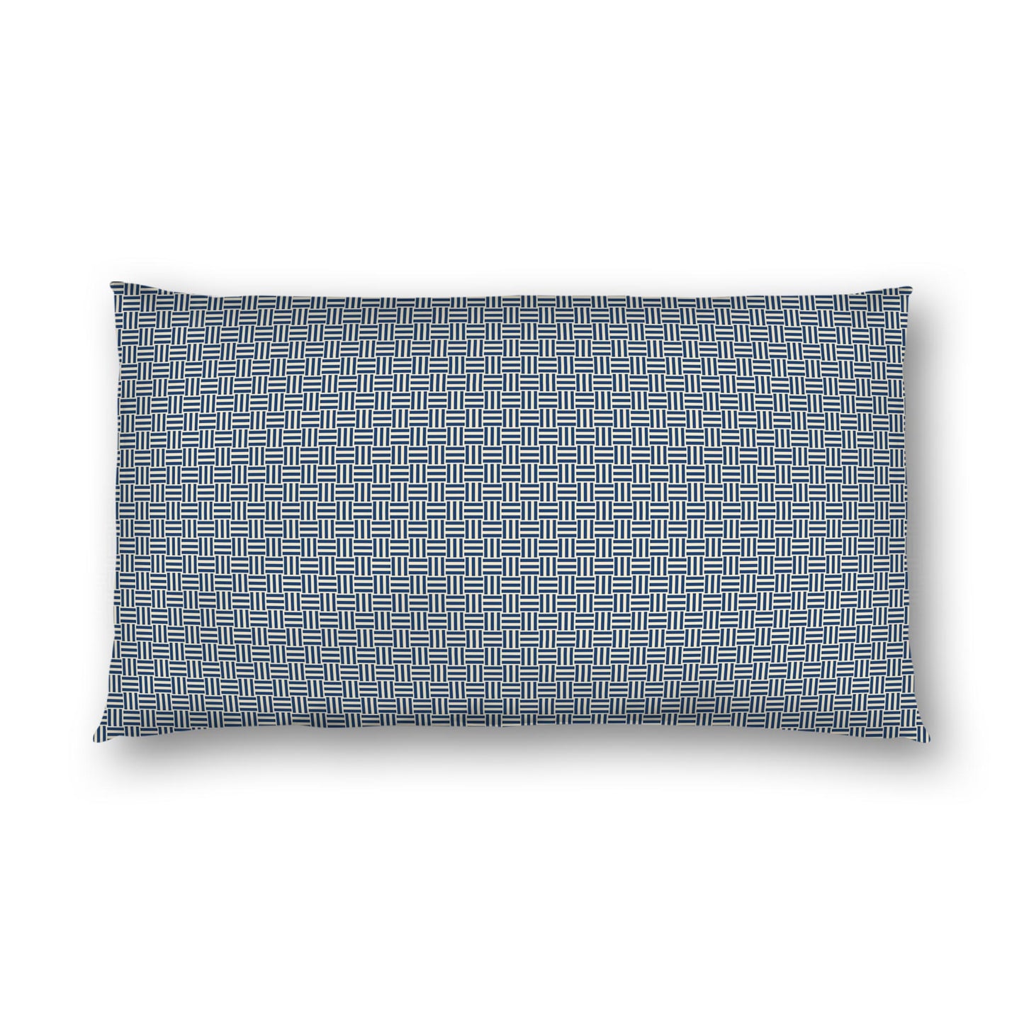 Beige Cotton Sateen Pillow Sham, Royal Blue Double Weave Motif Print, White Reverse Side | CSSH-1295-144, King - 51 x 91 cm / 20 x 36 inches
