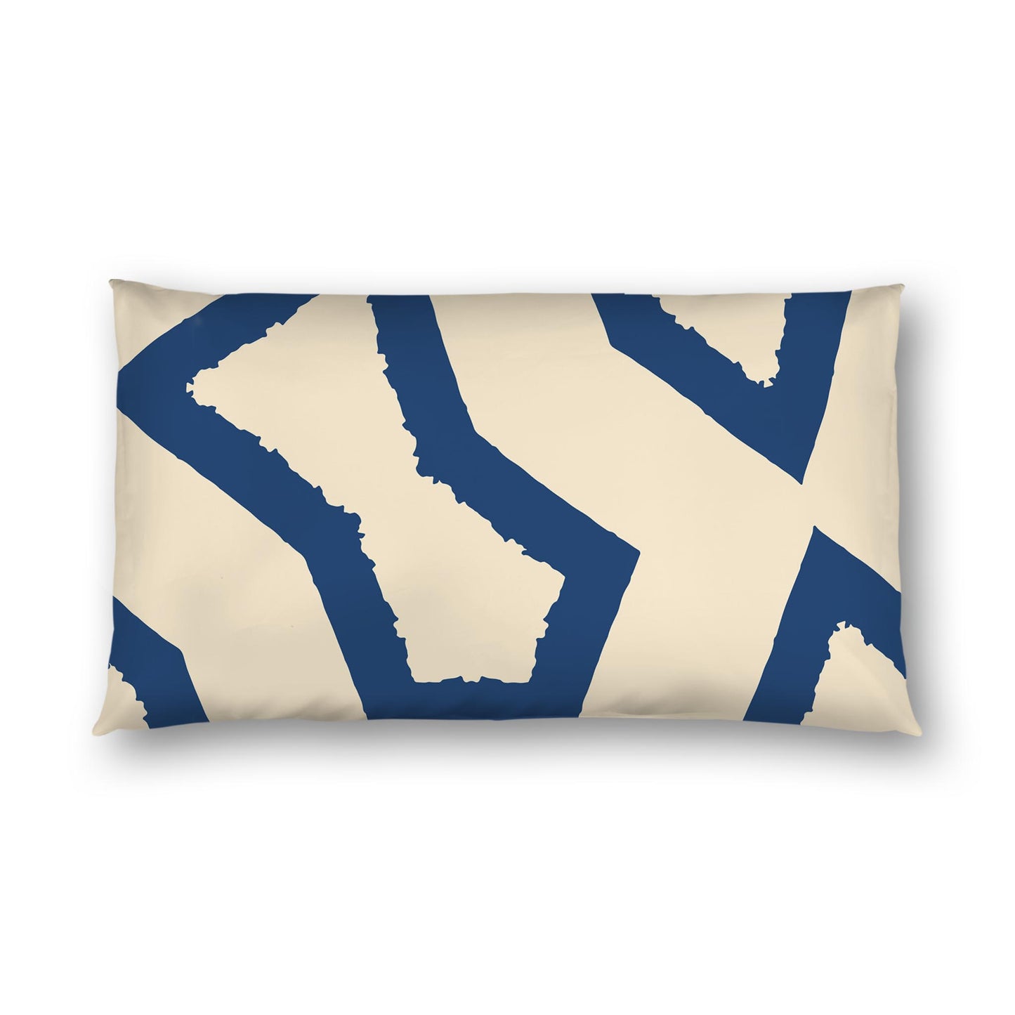 Beige Cotton Sateen Sham, Bold Royal Blue Graphic on Front, White Reverse Side | CSSH-1295-391, King - 51 x 91 cm / 20 x 36 inches