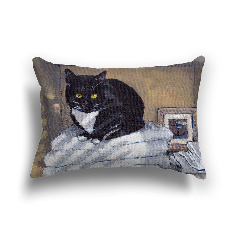Fine Art Cushion Cover | Black Cat on a Shelf, CAPC-2150, 51 x 36 cm / 20 x 14 inches