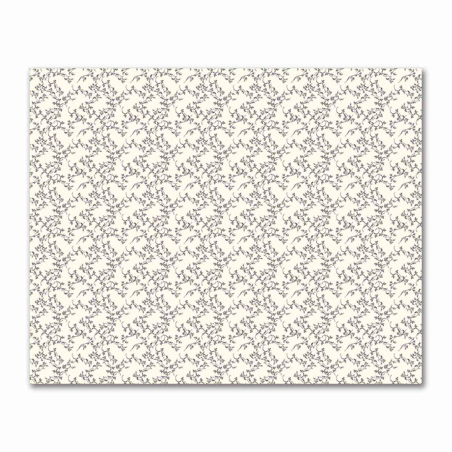 Pale Cream Cotton Sateen Fabric with Black Hand-painted Vine Print | FACS-1013-181