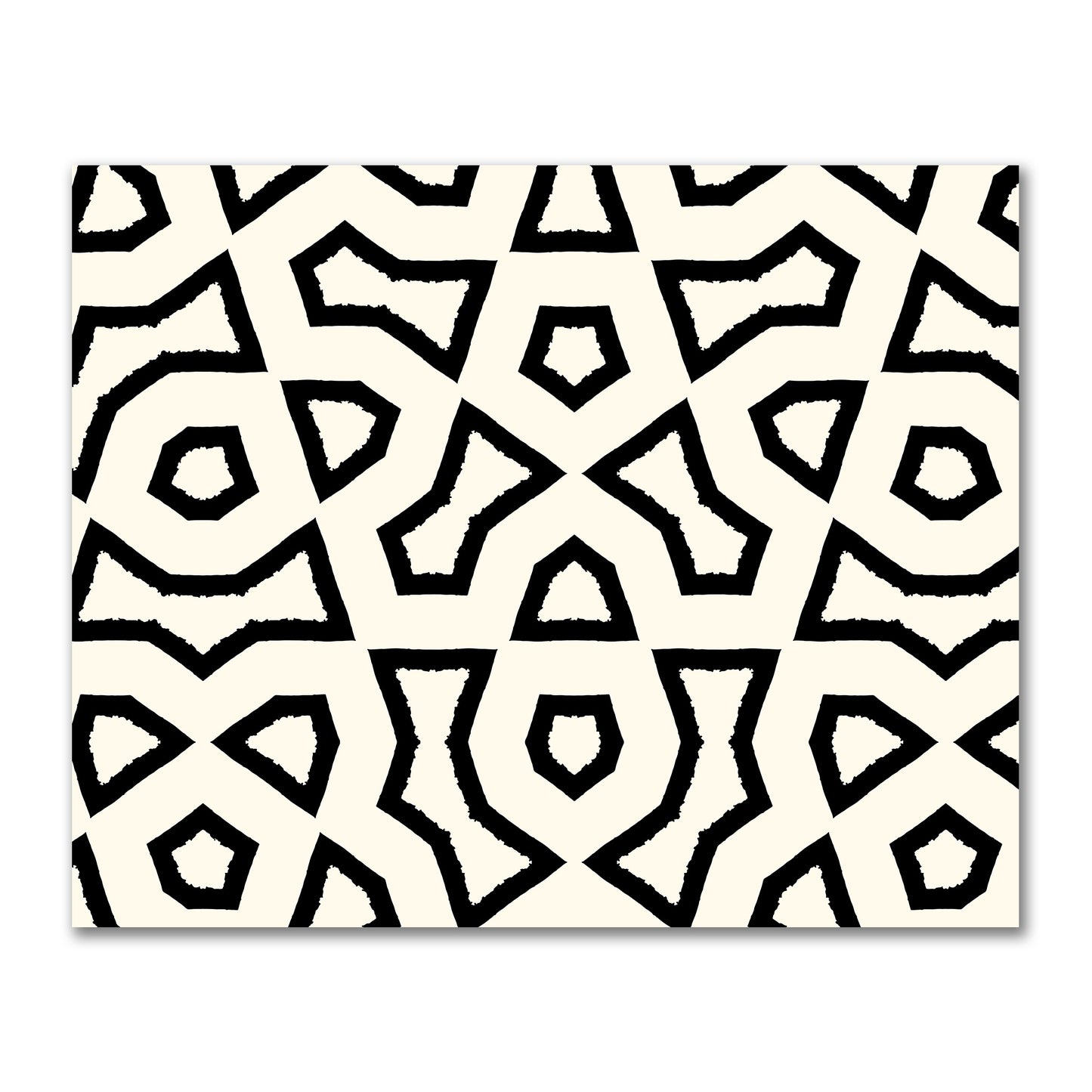 Pale Cream Cotton Sateen Fabric with Bold Black Graphic | FACS-1013-391