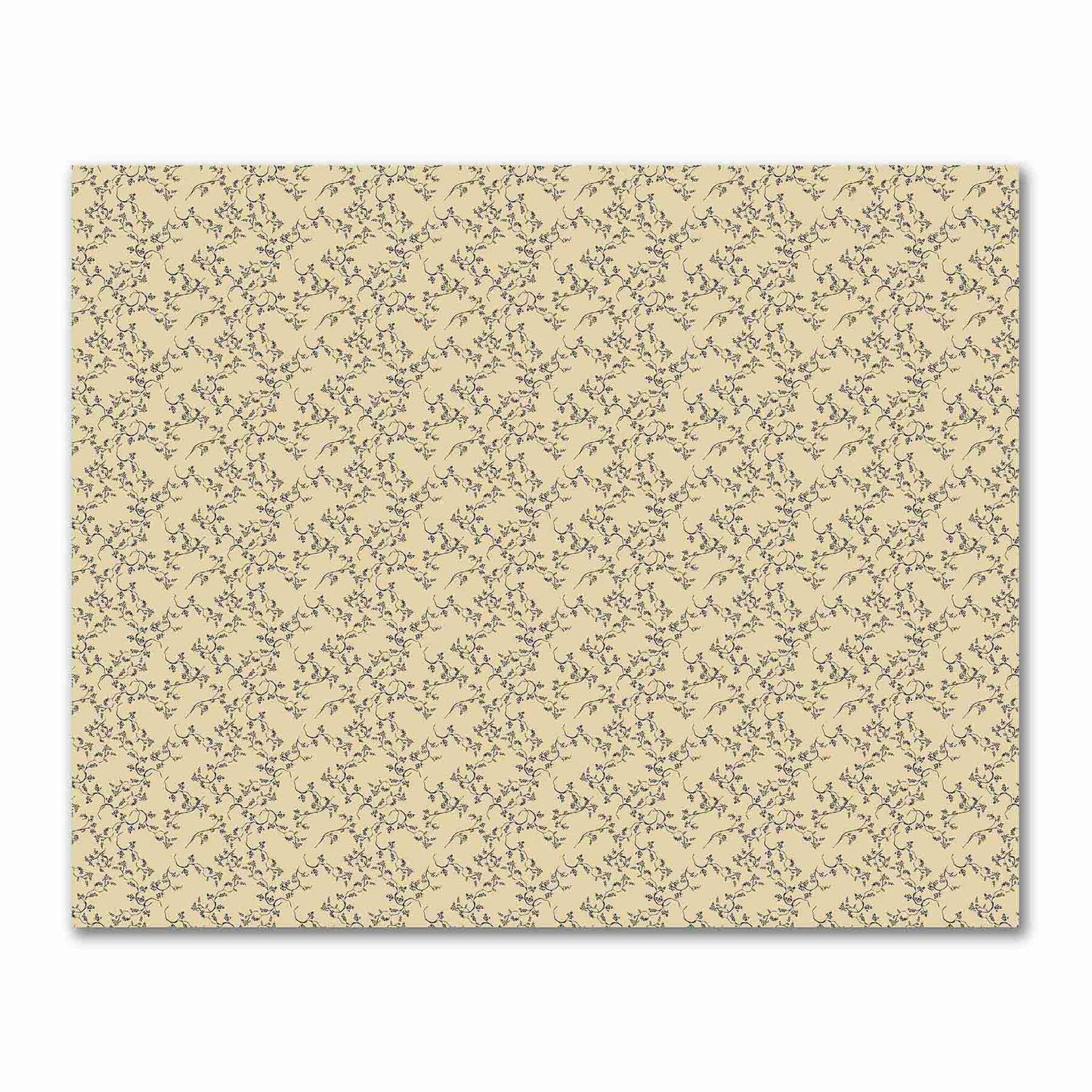 Tan Cotton Sateen Fabric with Black Hand-painted Vine Print | FACS-1014-181
