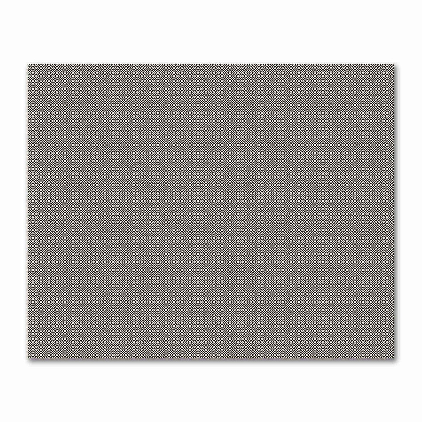 Beige Cotton Sateen Fabric with Black Repeating Square Motif Print | FACS-1015-122