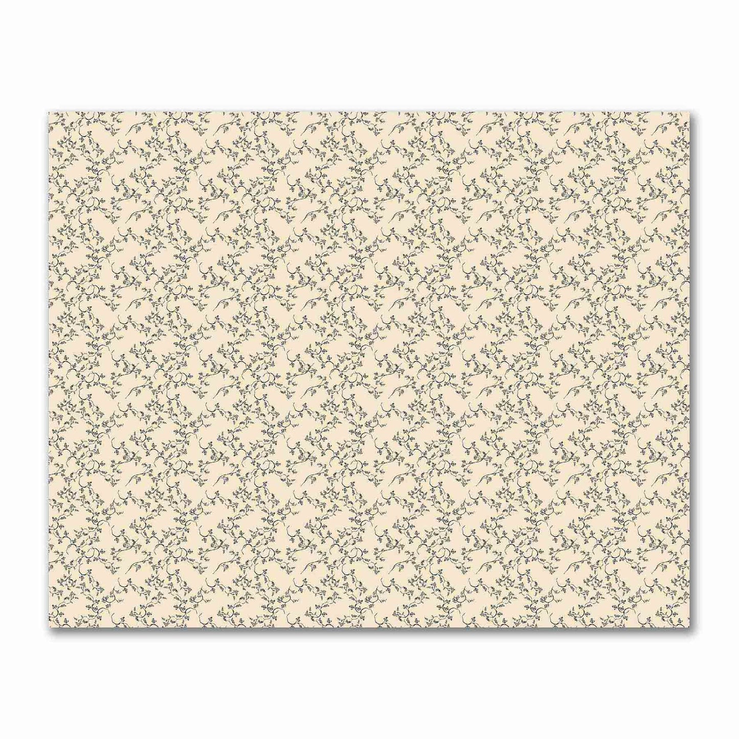 Beige Cotton Sateen Fabric with Black Hand-painted Vine Print | FACS-1015-181