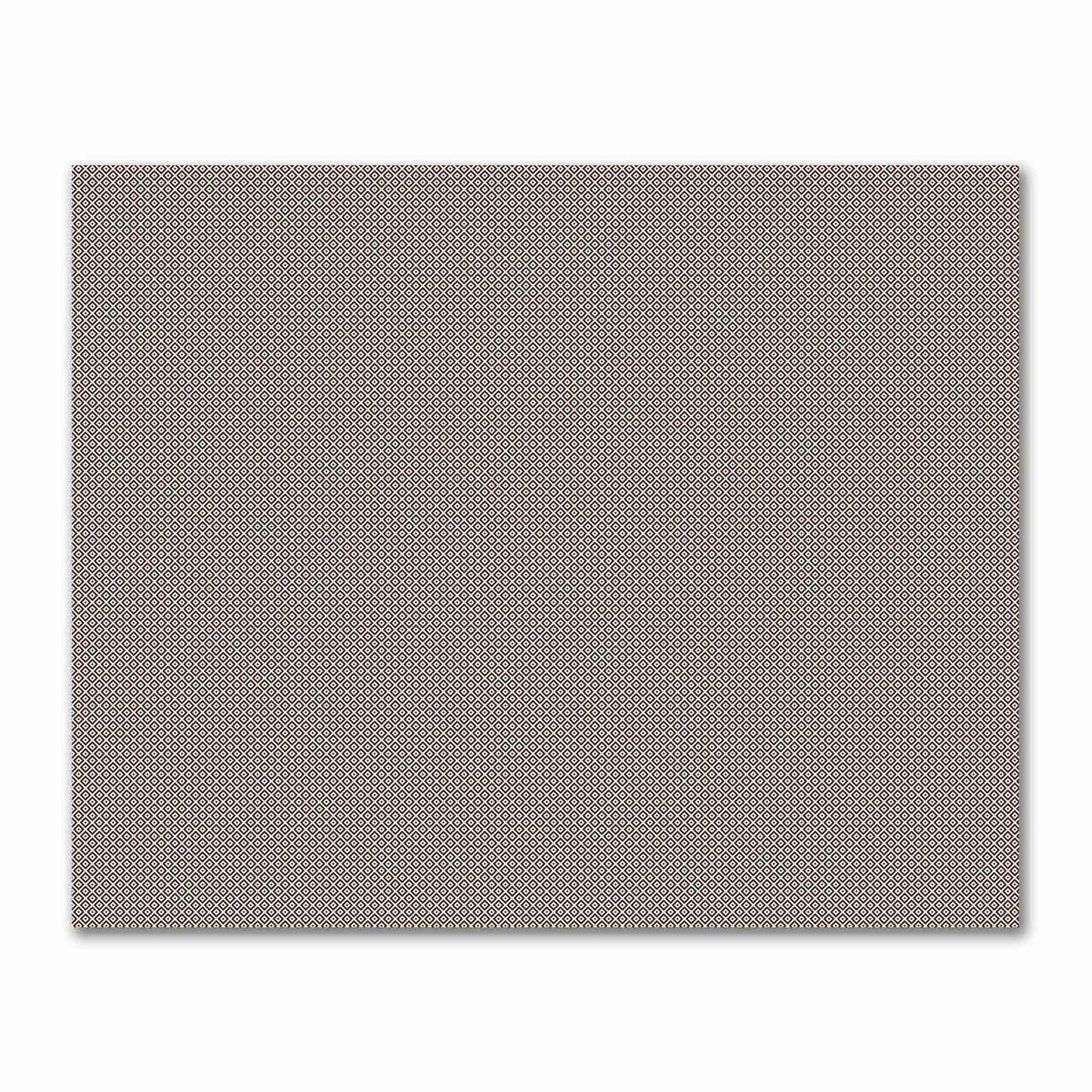 Off-White Cotton Sateen Fabric with Brown Repeating Square Motif Print | FACS-1161-122