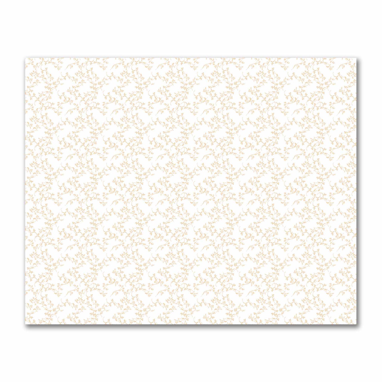 Off-White Cotton Sateen Fabric with Pale Orange Hand-painted Vine Print | FACS-1232-181