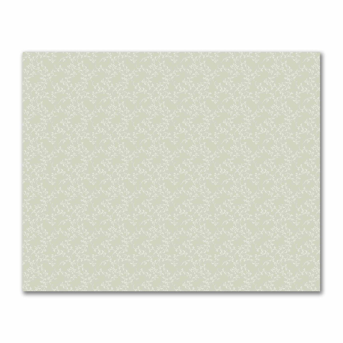 Pale Green Cotton Sateen Fabric with Off-White Vine Print | FACS-1241-182