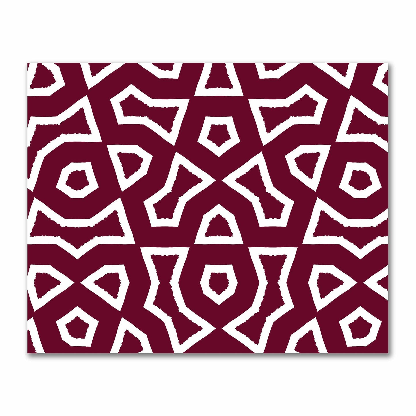 Burgundy Red Cotton Sateen Fabric with Bold Off-White Graphic | FACS-1281-392