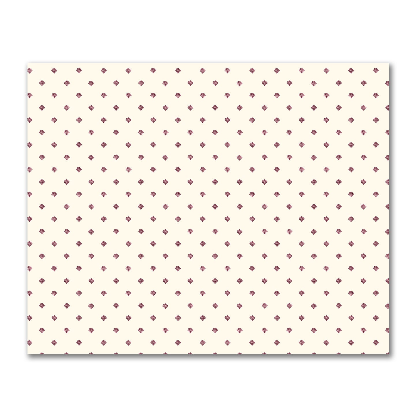 Pale Cream Cotton Sateen Fabric with Burgundy Red Hand-painted Swizzle Motif Print | FACS-1283-171