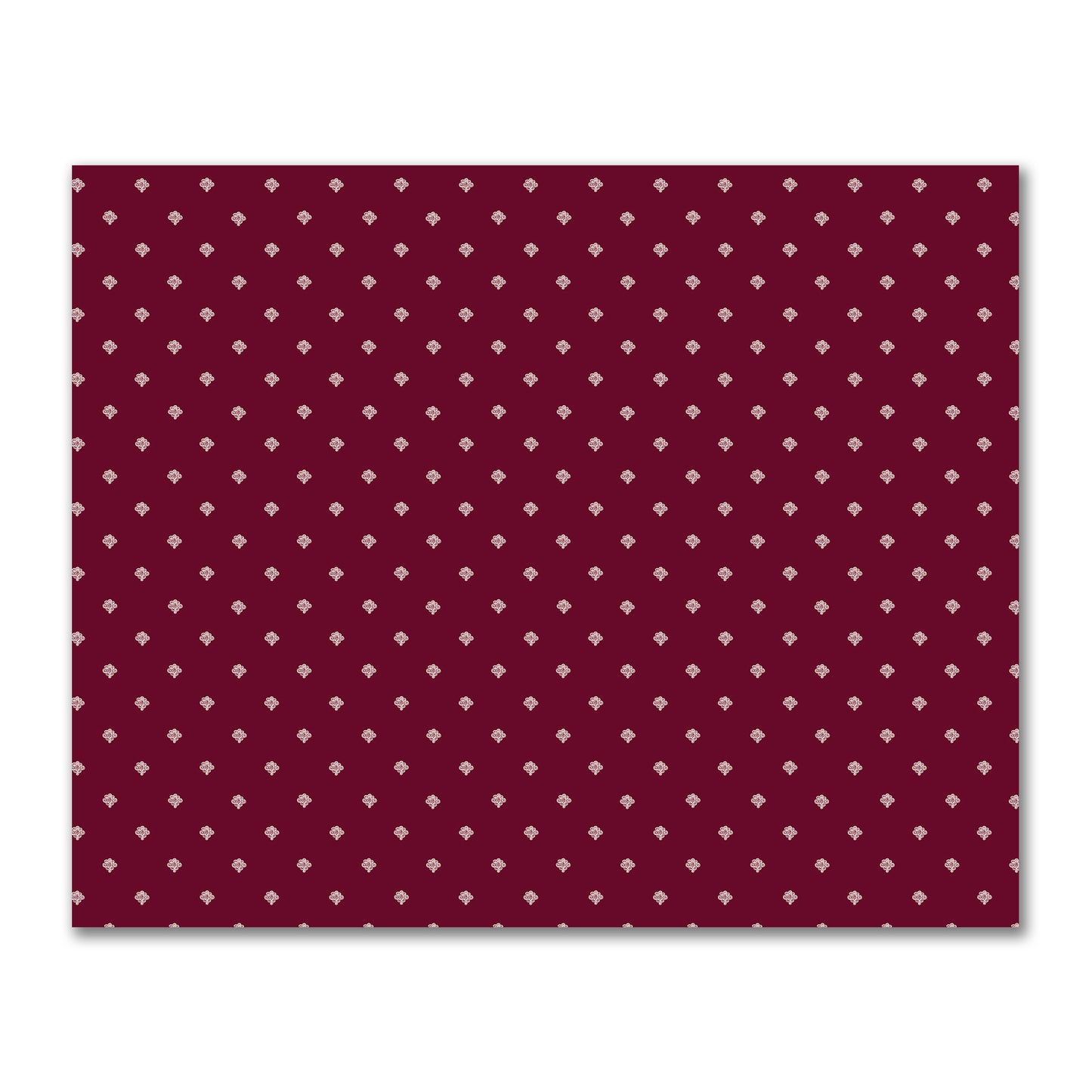 Burgundy Red Cotton Sateen Fabric with Pale Cream Hand-painted Swizzle Motif Print | FACS-1283-172