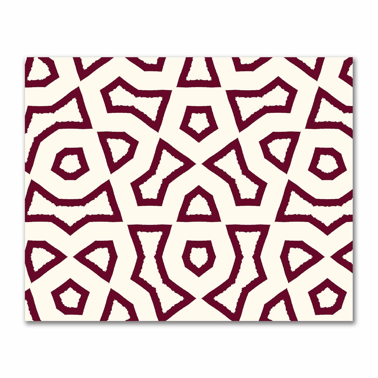 Pale Cream Cotton Sateen Fabric with Bold Burgundy Red Graphic | FACS-1283-391