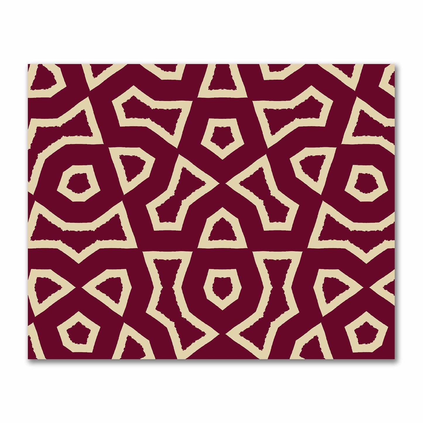 Burgundy Red Cotton Sateen with Bold Tan Graphic | FACS-1284-392