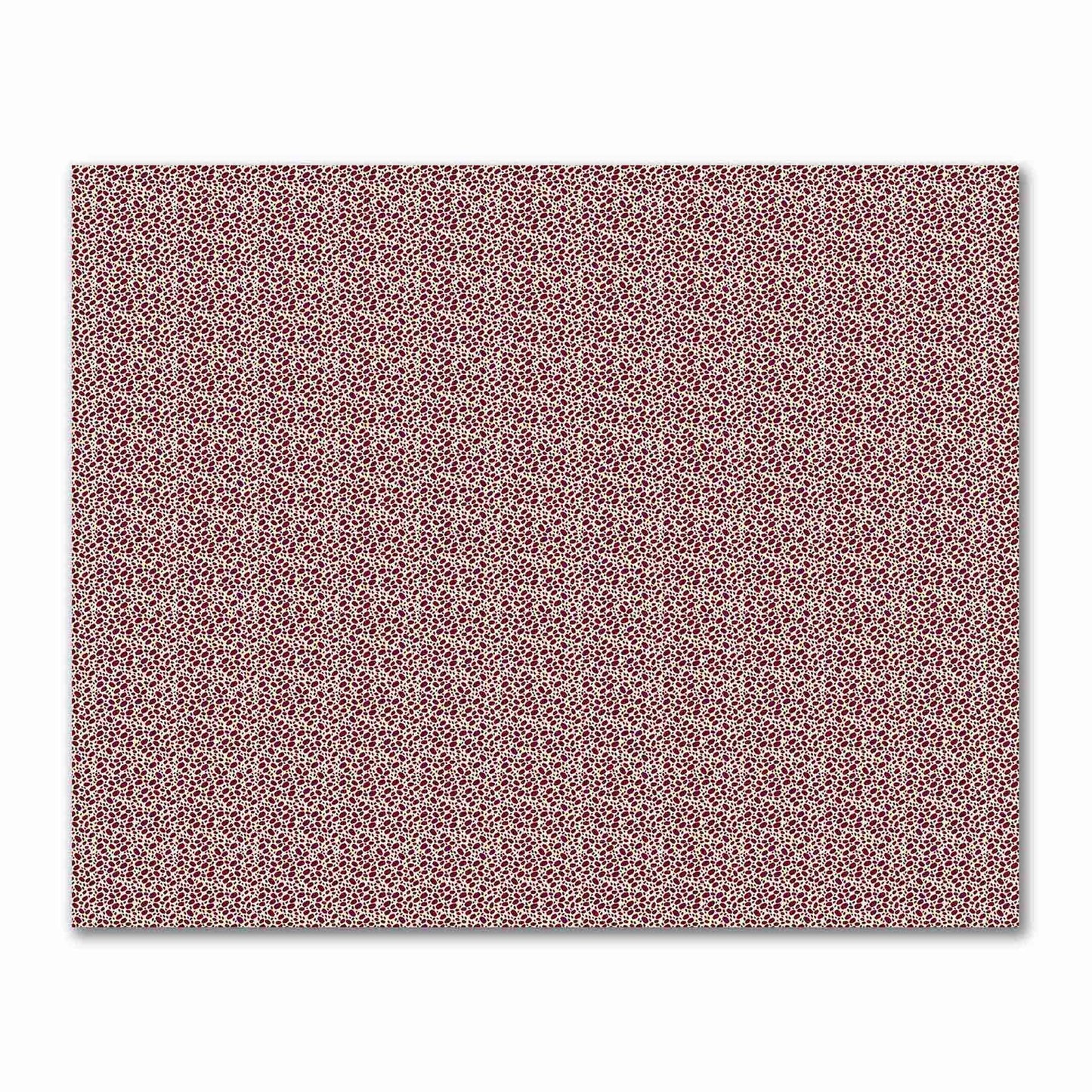 Beige Cotton Sateen Fabric with Burgundy Red Hand-painted Dab Motif Print | FACS-1285-092