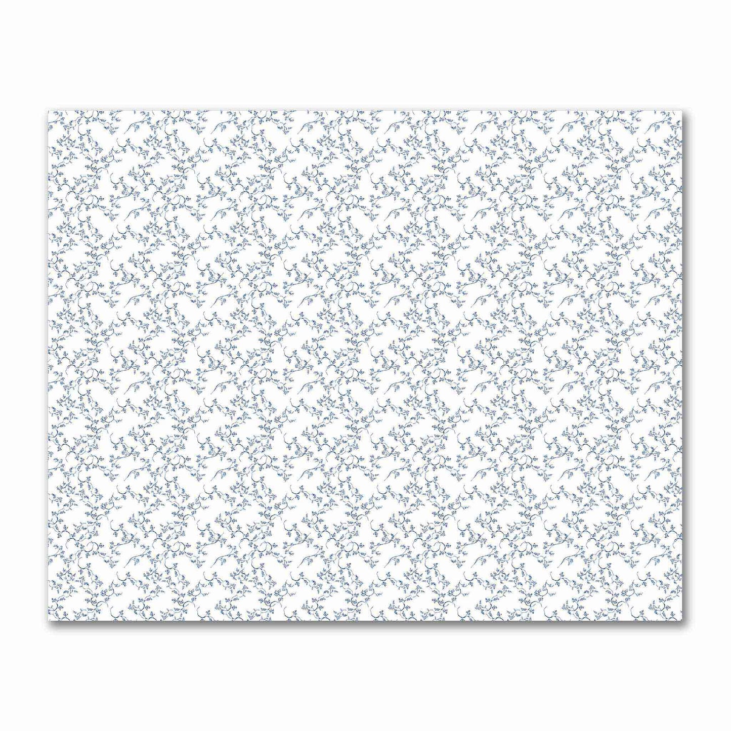 Off-White Cotton Sateen Fabric with Royal Blue Hand-painted Vine Print | FACS-1291-181