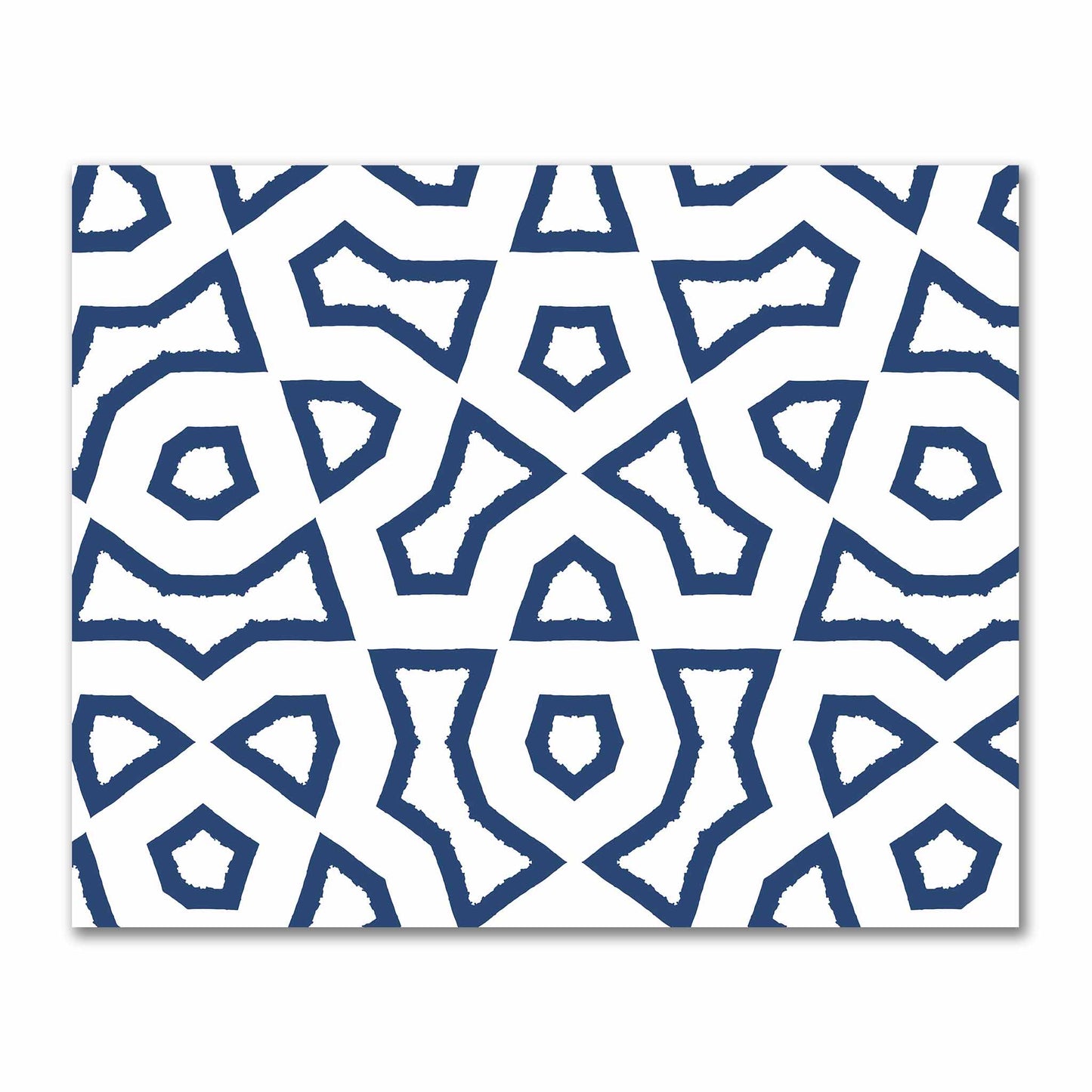 Off-White Cotton Sateen Fabric with Bold Royal Blue Graphic | FACS-1291-391