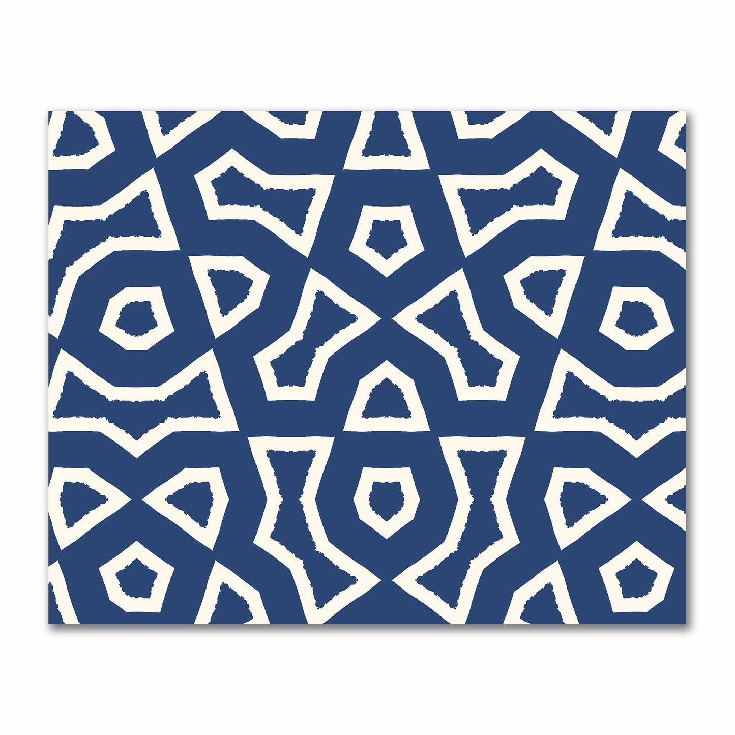 Royal Blue Cotton Sateen Fabric with Bold Pale Cream Graphic | FACS-1293-392