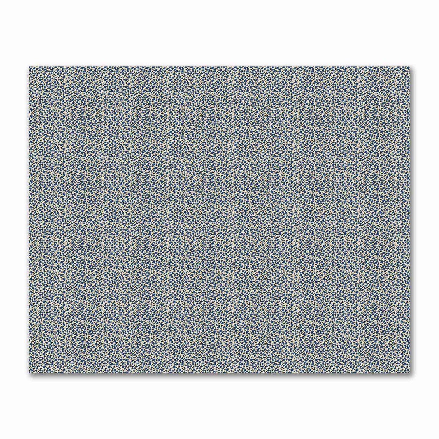 Tan Cotton Sateen Fabric with Royal Blue Hand-painted Dab Motif Print | FACS-1294-092