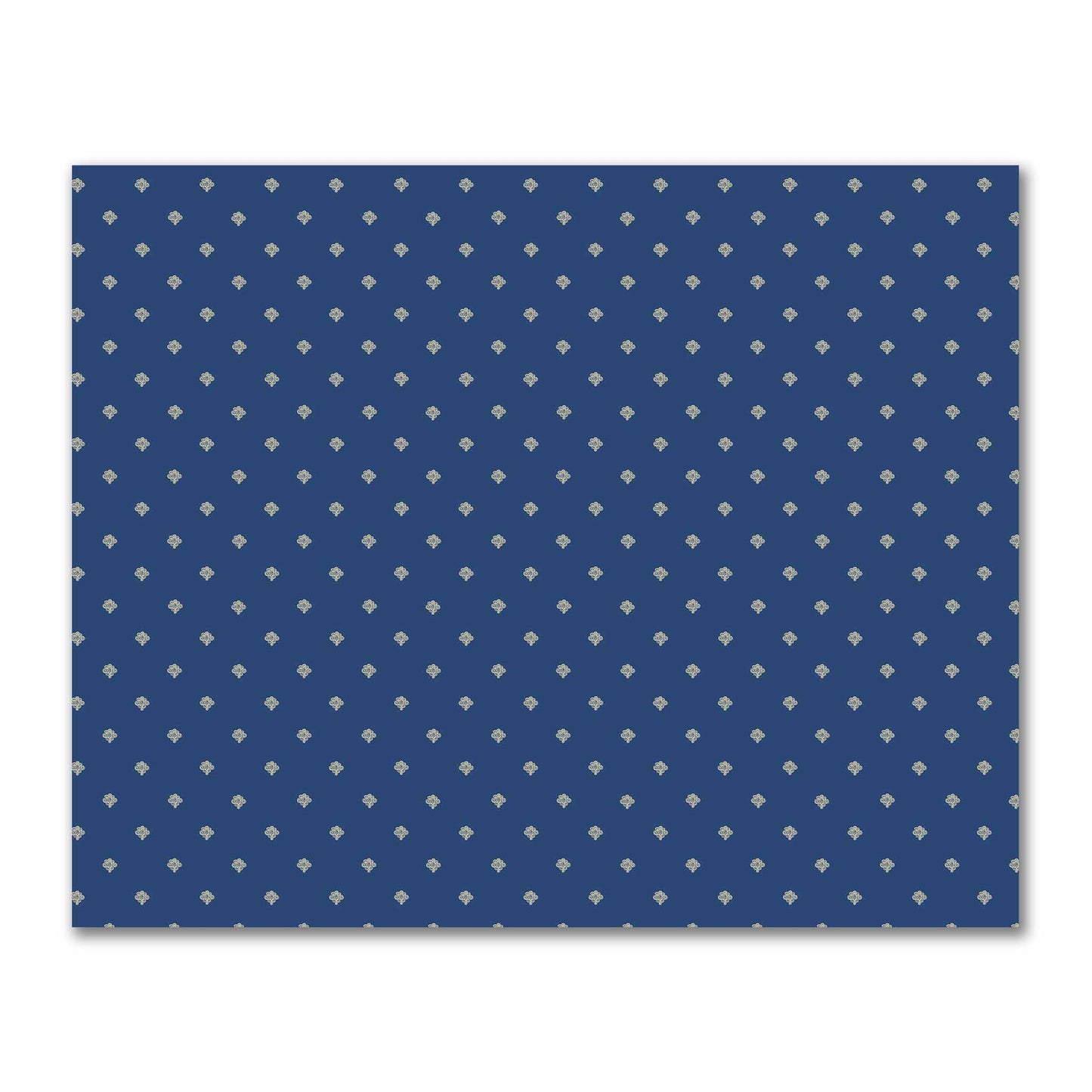 Royal Blue Cotton Sateen Fabric with Tan Hand-painted Swizzle Motif Print | FACS-1294-172