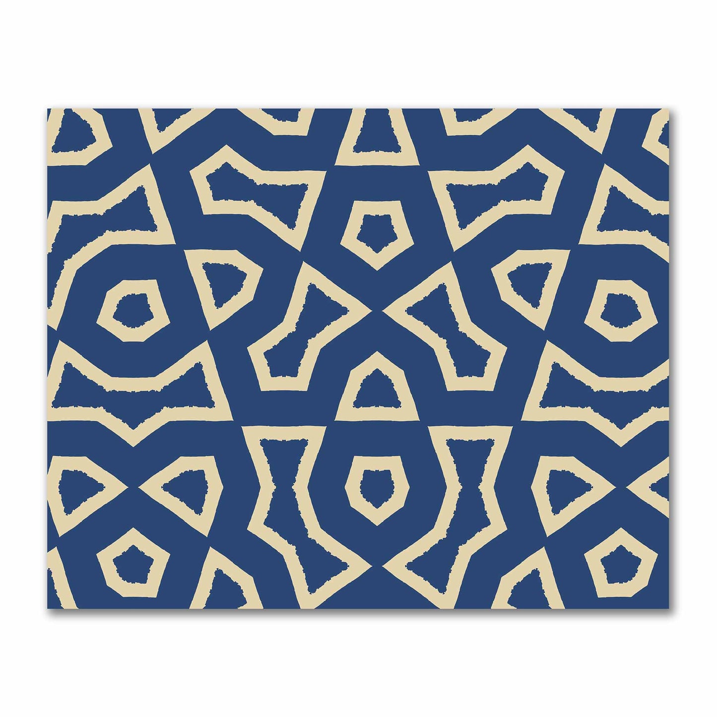 Royal Blue Cotton Sateen Fabric with Bold Tan Graphic | FACS-1294-392