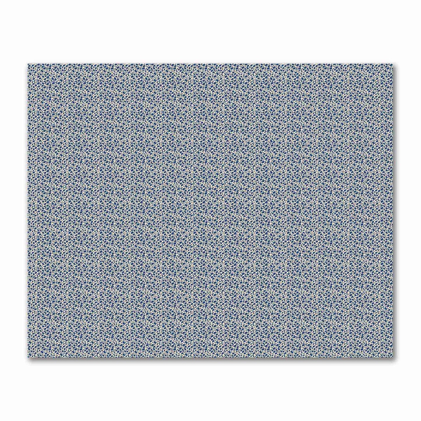 Beige Cotton Sateen Fabric with Royal Blue Hand-painted Dab Motif Print | FACS-1295-092