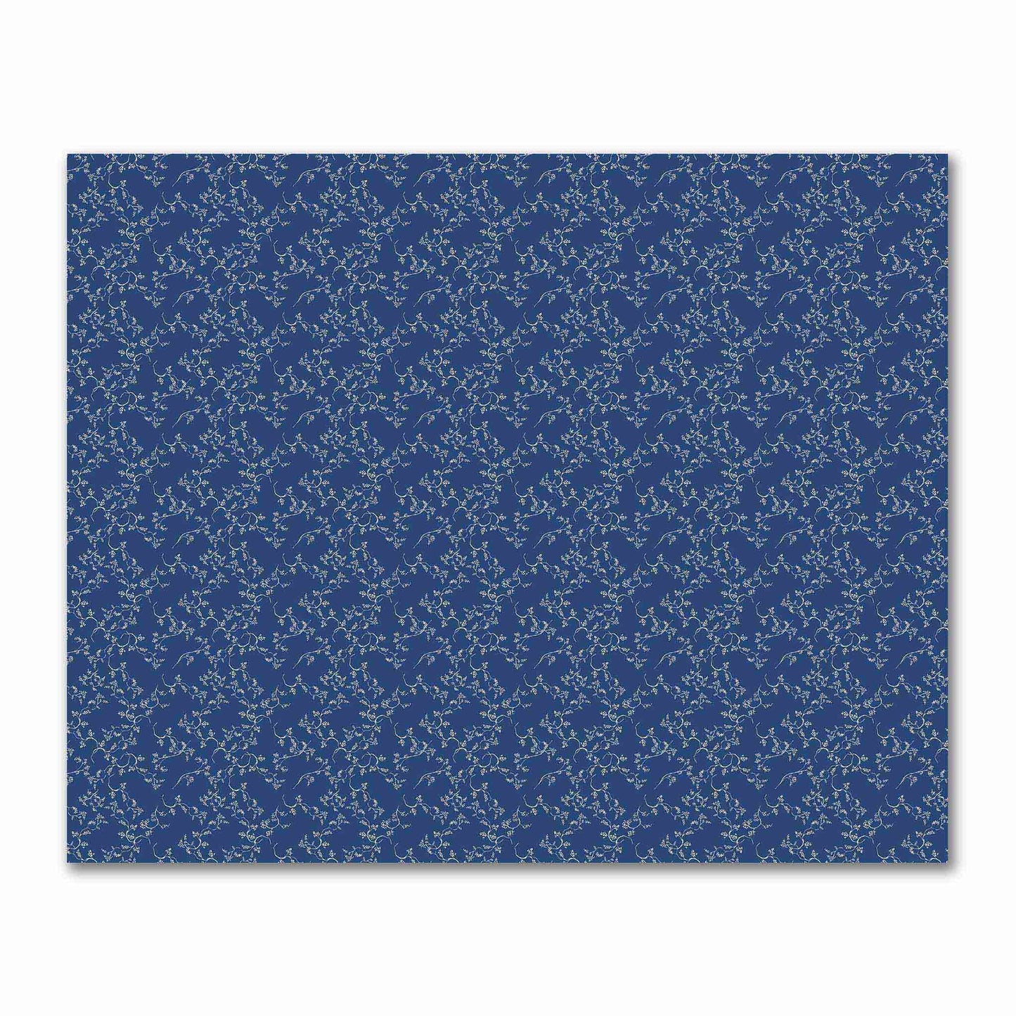 Royal Blue Cotton Sateen Fabric with Beige Vine Print | FACS-1295-182