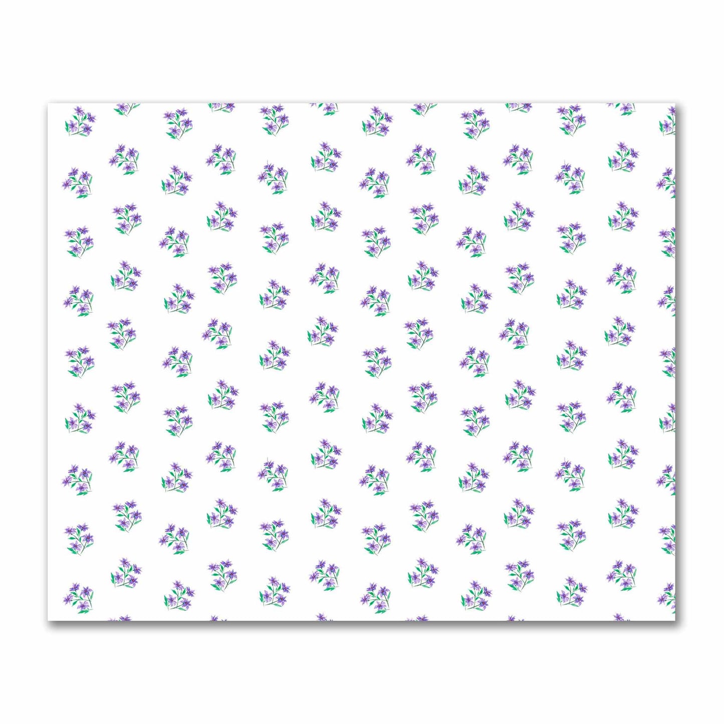 Cotton Sateen Fabric with Hand-painted Purple Watercolor Floral Pattern Print, FACS-1355