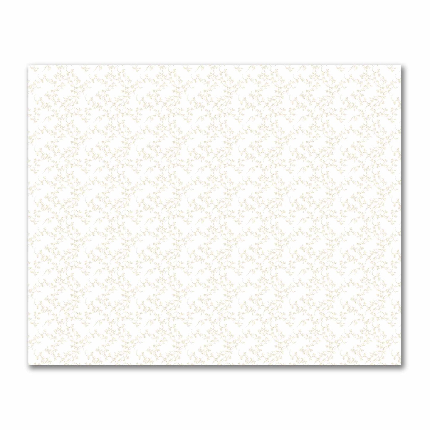 Off-White Cotton Sateen Fabric with Tan Hand-painted Vine Print | FACS-1371-181