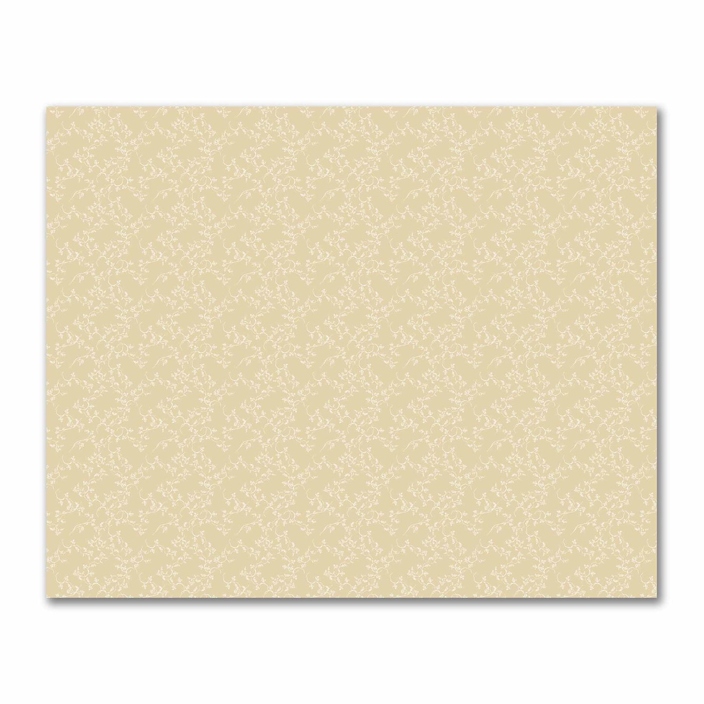 Tan Cotton Sateen Fabric with Off-White Vine Print | FACS-1371-182