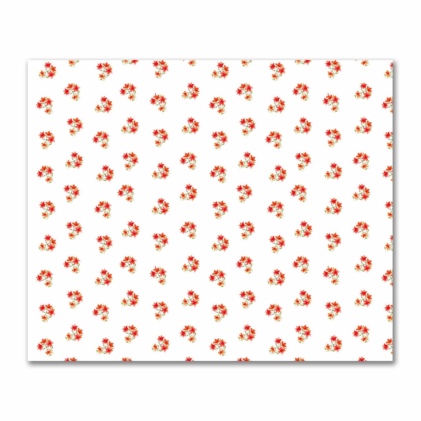 Cotton Sateen Fabric with Hand-painted Red Watercolor Floral Pattern Print, FACS-1415