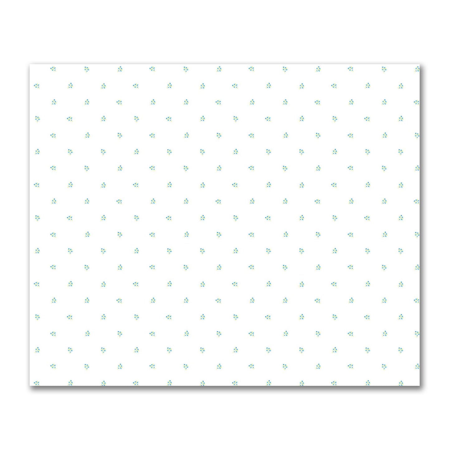 Cotton Sateen Fabric with Hand-painted Small Blue Watercolor Floral Pattern Print, FACS-1436