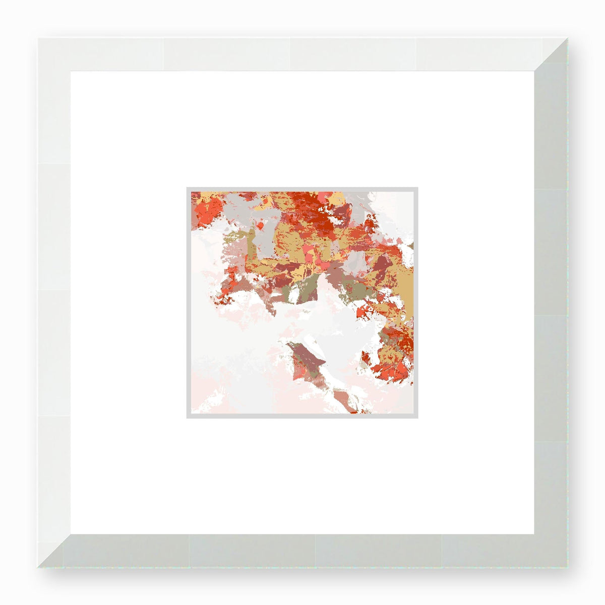 Mediterranean Abstract Graphic Art Print with Faux Mat Board | 30 x 30 cm / 12 x 12 inches | White Frame