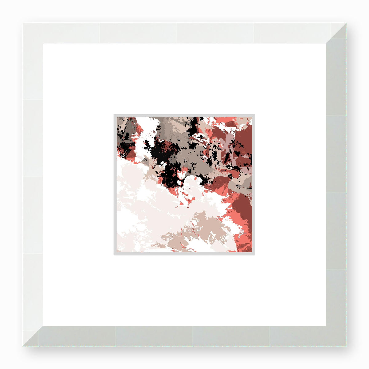 Rose Quartz Abstract Graphic Art Print with Faux Mat Board | 30 x 30 cm / 12 x 12 inches | White Frame